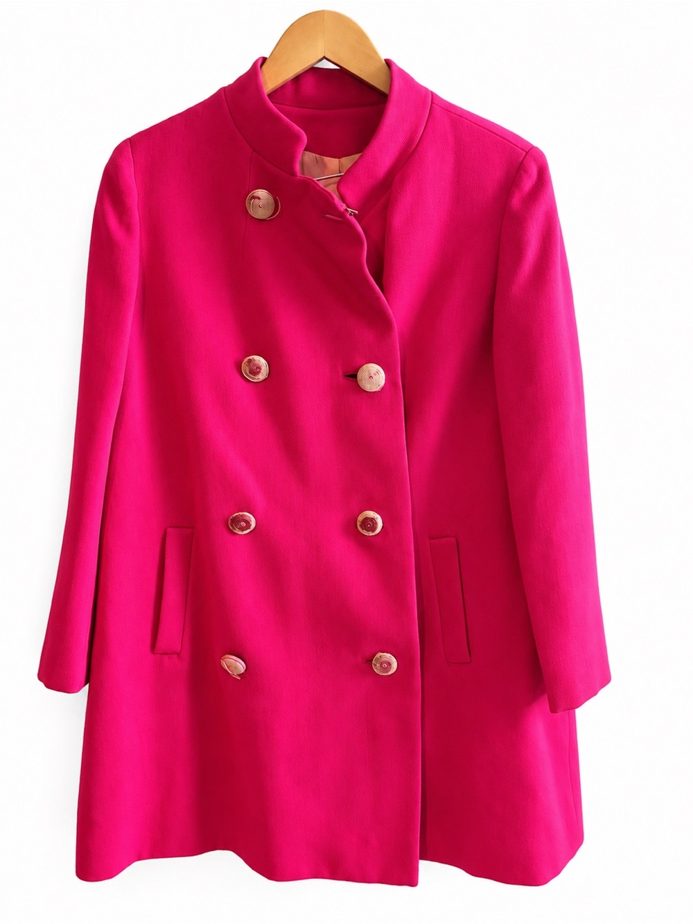 Vintage Bonwin Teller Private Label Bright Pink Double-Breasted Pea Coat
